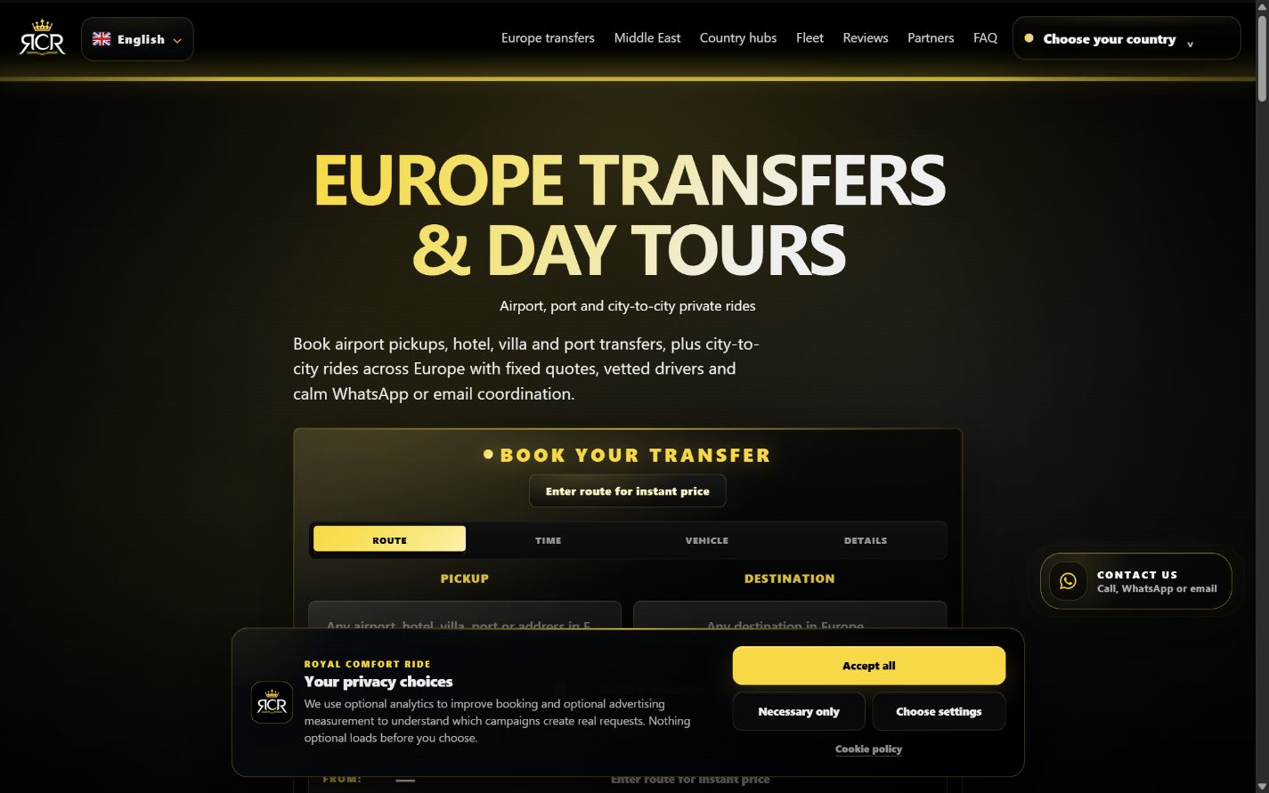 Live Royal Comfort Ride website